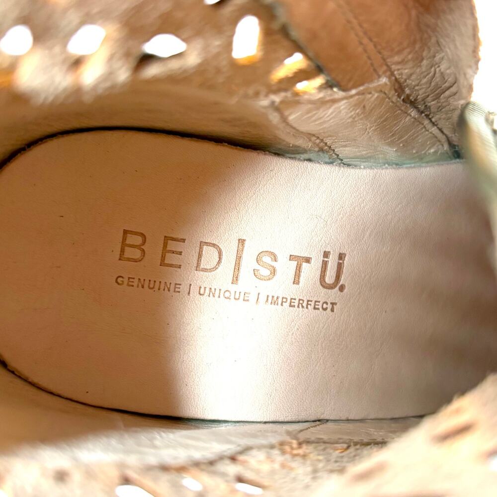 Bed Stu Perforated Leather Ankle Boots Laser Cut Stacked Heel Rustic Women's 8.5 - Picture 12 of 13